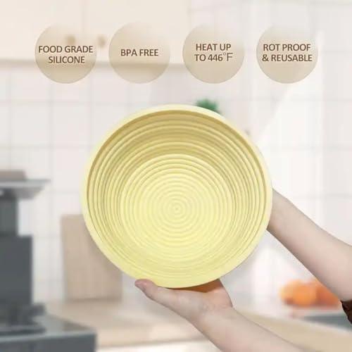 Unique Lot Silicone Bread Proofing Basket Set of 2, Banneton Sourdough Bread Baking Supplies, 9" Round & 10" Oval Sourdough Starter Kit,Collapsible Bread Bowls for Rising and Baking - CookCave