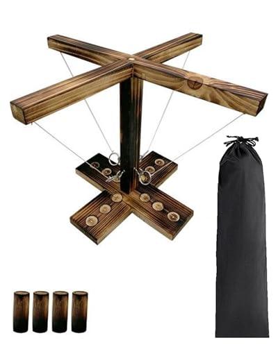 Hook and Ring Toss Game-Hookey Clash Adults Battle Fling Up to 4 Player Tabletop-Ring Game On A String Ringo- Outdoor Games-Bar (Basic) - CookCave