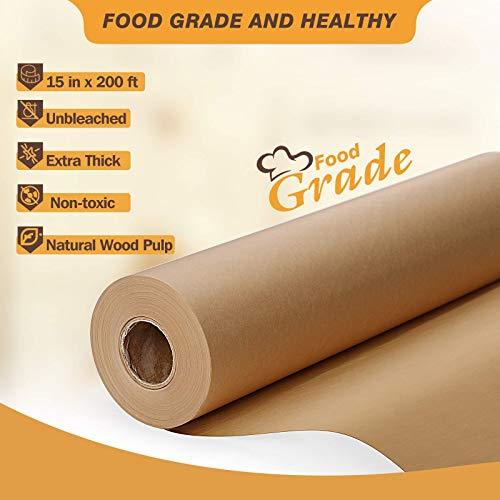 Unbleached 15 x 200 ft Parchment Baking Paper Roll - 250 Sq.Ft for Baking, Cooking, Grilling, Air Fryer and Steaming - CookCave