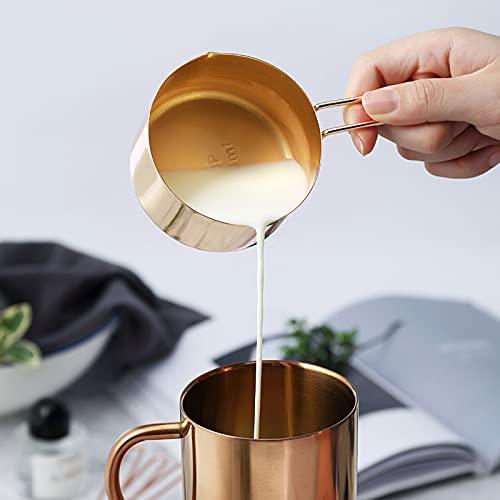 LYFJXX Gold Measuring Cups and Spoons Set, 8 PCS Metal Measuring Cups and Stainless Steel Measuring Spoons Set for Kitchen - CookCave