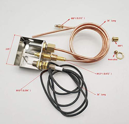 MENSI Propane Gas Fireplaces Fire Pits DIY Safety Replacement Part Pilot Burner Assembly for Propane Igniter Kit M8x1 Thermocoupler with OD 4mm Copper Tube Connection - CookCave