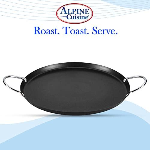 Alpine Cuisine Nonstick Round Paella Pan, 13-Inch, Black Carbon Steel, Oven Safe, Non-Magnetic - CookCave