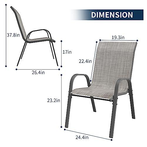 Amopatio Patio Chairs Set of 4, Outdoor Stackable Dining Chairs for All Weather, Breathable Garden Outdoor Furniture for Backyard Deck, Light Grey - CookCave