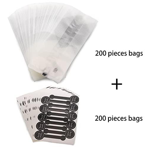 200 Pcs Translucent Cookie Bags with 200 Pcs Stickers, Cellophane Treat Bags for Packaging Cookies Candy Snack Chocolate (8.9 x 3.4 inch) - CookCave