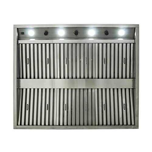 Blaze Outdoor 42 Inch 304 Grade Stainless Steel Vent Hood with 2000 CFM Blowers, Higher Installation, Adjustable Light, and Commercial Style Baffles - CookCave