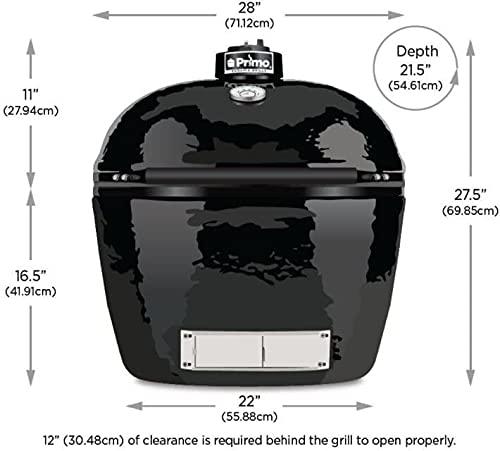 AMS Fireplace Primo Kamado Ceramic Cooker Grill Oval XL 400 With Stainless Steel Grates - charcoal outdoor grilling smocking roasting backing - PGCXLH, black, 28 Width, 21.5 Depth, 27-1/2 Hight - CookCave