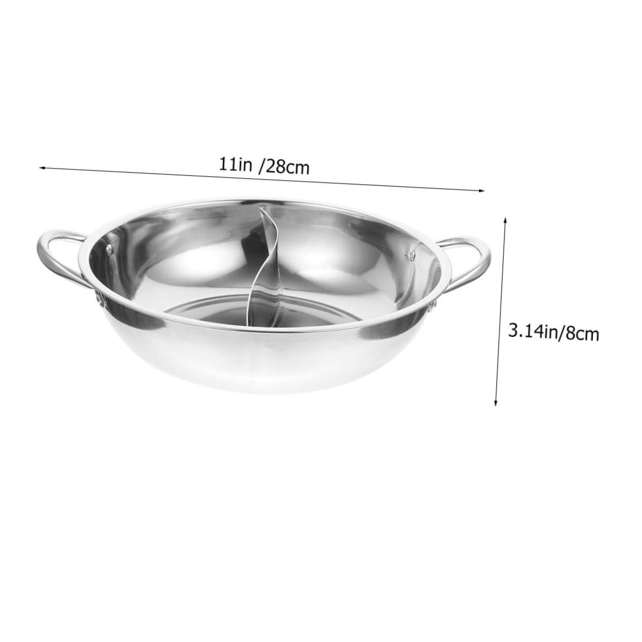 FELTECHELECTR Stainless Steel Mandarin Duck Pot Wok Pan with Lid Nonstick Cookware Ramen Hot Pot Chinese Divided Hotpot Divided Hotpot Pot Shabu Hot Pot Silver Practical Hot Pot Soup Pot Split - CookCave