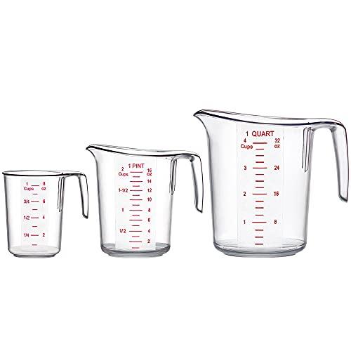 Amazing Abby - Melissa - Unbreakable Plastic Measuring Cups (3-Piece Set), Food-Grade Measuring Jugs, 1/2/4-Cup Capacity, Stackable and Dishwasher-Safe, Great for Oil, Vinegar, Flour, More - CookCave