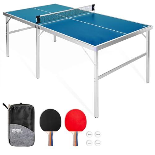 GoSports Mid-Size Table Tennis Game Set - Indoor/Outdoor Portable Game with Net, 2 Table Tennis Paddles and 4 Balls - CookCave