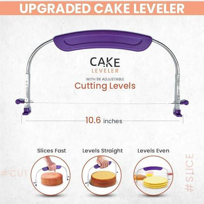 RFAQK 133PCs Round Cake Pans Sets for Baking + Cake Decorating Supplies - 3 Non-Stick 8 Inch Cake Pan with Baking Supplies, Piping Tips, Cake Leveler, Icing Spatula and 35 Parchment Papers with eBook - CookCave