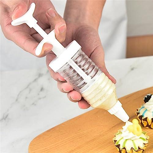 Pipe Nozzles with Syringe，8pcs Plastic Cream Baking Piping Nozzle Dispenser Icing Pastry Tips Tube Decoration Tool, for Cupcake and Cake - CookCave