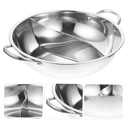 SHOWERORO Mandarin Pot Stew Pot Divided Pot for Cooking Chinese Hot Pot Shabu Pot with Divider Soup Cooking Pan Ramen Camping Skillet Kitchen Hot Pot Stainless Steel Induction Steamer - CookCave