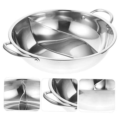 SHOWERORO Mandarin Pot Stew Pot Divided Pot for Cooking Chinese Hot Pot Shabu Pot with Divider Soup Cooking Pan Ramen Camping Skillet Kitchen Hot Pot Stainless Steel Induction Steamer - CookCave