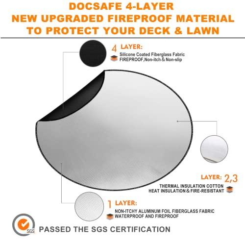 DocSafe 38" Round Fire Pit Mat,Upgraded 4-Layer Under Grill Mat Deck Patio Protect Mat,Heat Insulated Fireproof Mat Fire Pit Pad for Outdoor Wood Burning Fire Pit and BBQ Smoker,Reusable＆Waterproof - CookCave