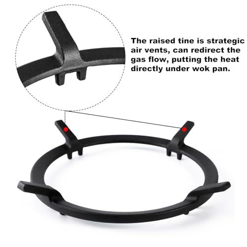 Wok Ring, 6.3 Inch Cast Iron Wok Stand Wok Support Ring for Gas Stove GE, Samsung, Kitchenaid, Kenmore, Jenn-Air, Bosch, Fulgor Milano, Zline, Maytag Round Stove Top Wok Burner Ring Gas Range Parts - CookCave