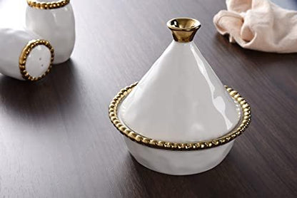 Pampa Bay Golden Salerno Titanium-Plated Porcelain Small Tagine, 5 x 5in - CookCave