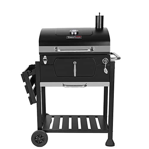 Royal Gourmet 24-Inch Charcoal Grill with Foldable Side Table, 490 Square Inches Heavy-duty BBQ Grill, Perfect for Outdoor Picnics Patio Garden and Backyard Grilling, Black,CD1824G - CookCave