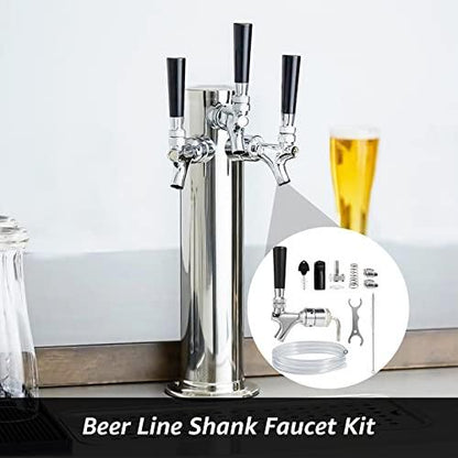 Hilangsan Draft Beer Faucet Beer Line Shank Kit Kegerator Parts Beer Tower Dispenser Replacement Set Self-Closing Beer Tap Wrench I.D.3/16” Beer Tubing 1/4”Keg Coupler Barb Cleaning Brush Tap Cover - CookCave