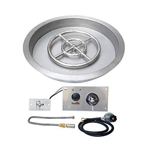 Stanbroil 19 inch Round Drop-in Fire Pit Pan with Spark Ignition Kit Propane Gas Version, Rated for up to 92,000 BTU’s - CookCave