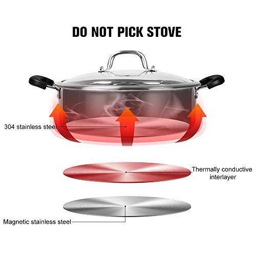 Shabu Hot Pot Stainless Steel,Chinese Induction Shabu Pot with Divider for Kitchen Cooker, Gas Stove - CookCave