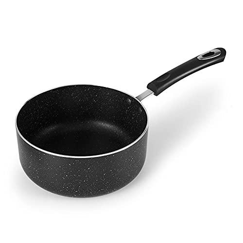 HooJay Nonstick Saucepan Set with Lid, Non Stick 1Qt & 2Qt Sauce Pan Set with Glass Lid Small Pot for Home Kitchen,Black - CookCave