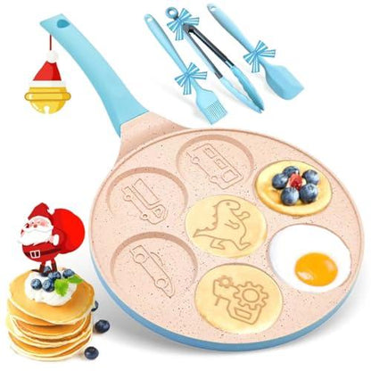 Dinosaur Mini Pancake Pan for Pancakes, Car Truck Waffle Maker Character Pancake Maker Breakfast Pancake Griddle Crepe Maker Nonstick 7-Cup Pancake Mold for Kids - CookCave