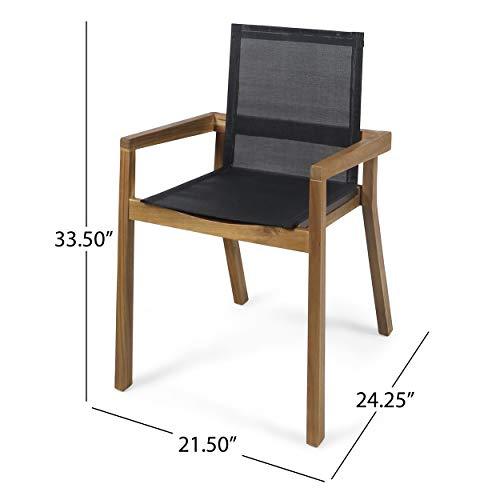 Christopher Knight Home Jimmy Outdoor Acacia Wood and Mesh Dining Chairs (Set of 2), Teak Finish - CookCave