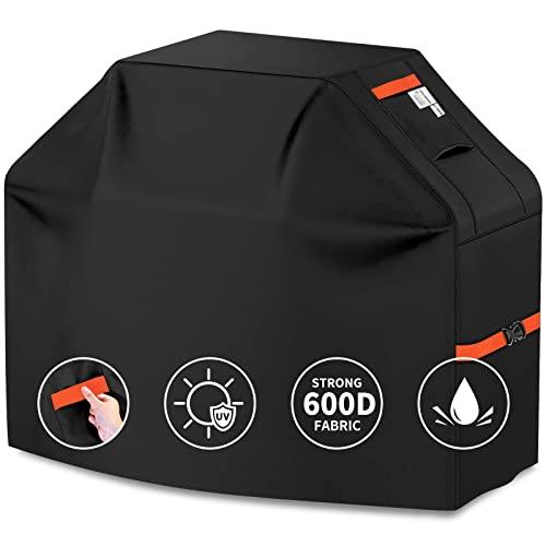 CUSSIOU Grill Cover BBQ Grill Cover 600D Heavy Duty Waterproof Gas Grill Cover, UV & Dust & Rip-Proof, Barbecue Grill Covers for Weber, Brinkmann, Char Broil Grills (64" L x 26" W x 48" H, Black) - CookCave