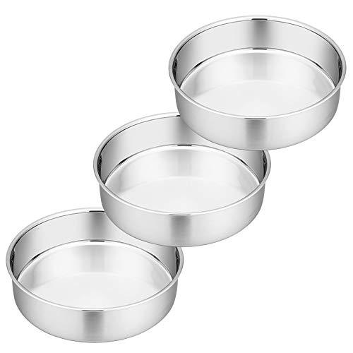 P&P CHEF 8 Inch Cake Pan Set, 3 Pcs Round Baking Pans Stainless Steel Layer Birthday Wedding Cake Pans, Fit Oven/Pots/Pressure Cooker, Non Toxic & Heavy Duty, Dishwasher Safe - CookCave