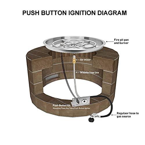 Stanbroil 31 inch Round Drop-in Fire Pit Pan with Spark Ignition Kit Propane Gas Version - CookCave