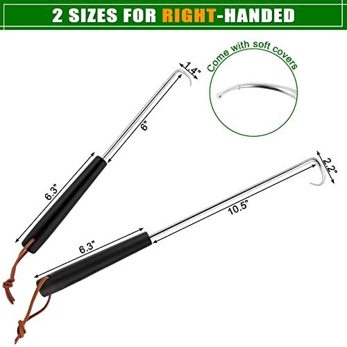 HaSteeL Meat Hook Flipper Set of 2, Stainless Steel Pigtail Food Flipper Turner 12Inch & 17Inch, BBQ Accessories Great for Grilling Smoking Frying, Long Body & ABS Handle, Easy to Clean & Right Handed - CookCave