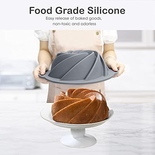 Chicrinum Silicone Bunte Cake Pan, Non-Stick 10-Inch Food Grade Silicone Cake Mold, Silicone Baking Pan with Metal Reinforced Frame More Strength - CookCave