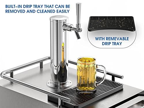 HCK 15 inch Kegerator 2 in 1, Universal Commercial Outdoor Beverage Refrigerator, Keg Beer Cooler for Beer Dispensing with 1 tap, Complete Accessories, Digital Control, Auto Defrost and SUS304 Door - CookCave