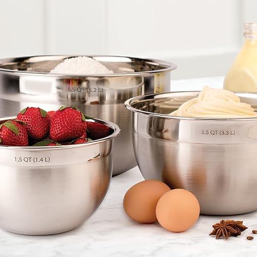 Tovolo Stainless Steel Deep Mixing, Easy Pour With Rounded Lip Kitchen Metal Bowls for Baking & Marinating, Dishwasher-Safe, 3-1/2-Quart - CookCave