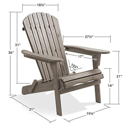 Casafield Folding Adirondack Chair, Set of 4 Cedar Wood Outdoor Fire Pit Lounge Chairs for Patio, Deck, Yard, Lawn and Garden Seating, Partially Pre-Assembled - Gray - CookCave