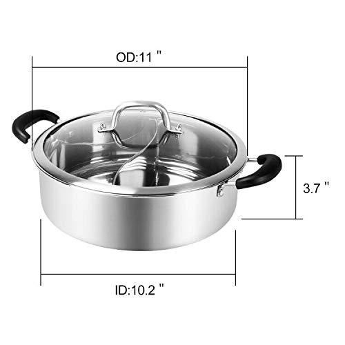 Shabu Hot Pot Stainless Steel,Chinese Induction Shabu Pot with Divider for Kitchen Cooker, Gas Stove - CookCave