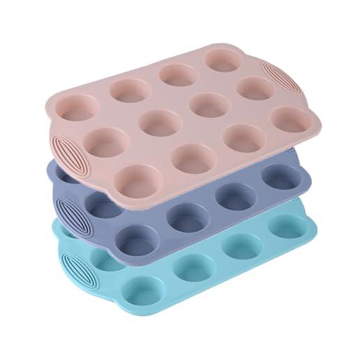 Aybloom Silicone Muffin Pan, 12-Cups Silicone Mini Muffin Pan Nonstick Food Grade & BPA Free Silicone Muffin Pan For Baking cupcake Mini Muffin and More, Pack of 3 - CookCave