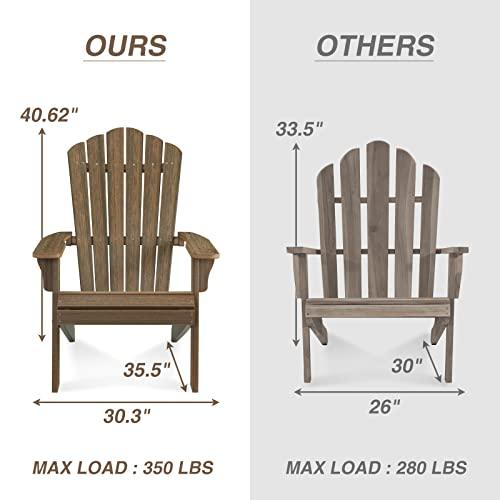 ACUEL Adirondack Chair Outdoor, Oversized Patio Chair Poly Lumber, Weather Resistant & Heavy Duty, Fire Pits Chair for Porch, Poolside, Lawn, Backyard and Garden, 350lbs Capacity (Light Brown) - CookCave