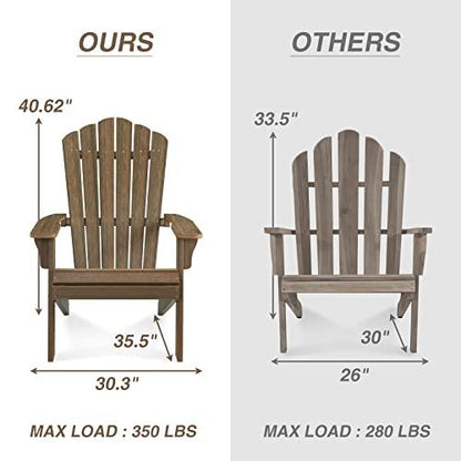 ACUEL Adirondack Chair Outdoor, Oversized Patio Chair Poly Lumber, Weather Resistant & Heavy Duty, Fire Pits Chair for Porch, Poolside, Lawn, Backyard and Garden, 350lbs Capacity (Light Brown) - CookCave