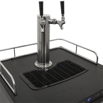 EdgeStar KC3000SSTWIN Full Size Dual Tap Kegerator with Digital Display - Black and Stainless Steel - CookCave