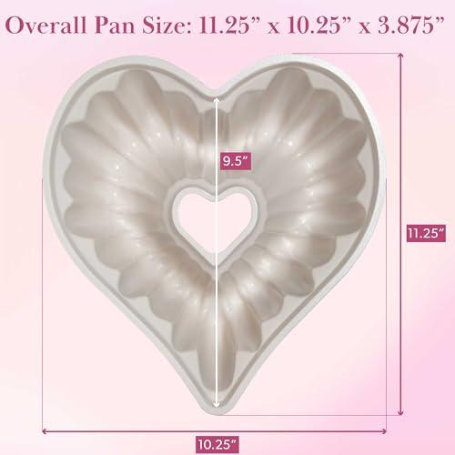 Paris Hilton Heart Shaped Fluted Cake Pan, Cast Aluminum with Clean Ceramic Nonstick Bakeware, Dishwasher Safe, Made without PFAS, PFOA, PFOS & PFTE, 9-Inch, Pink - CookCave