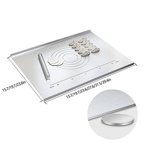 Cutting Boards 316 Stainless Steel Chopping Board Baking Board Pastry Board Extra Large Cutting Board For Kitchen Meat Vegetable Fruit Fish Cheese Bread, E(Size:19.7"L x 15.7"W x 0.79"Th,Color:Silver) - CookCave
