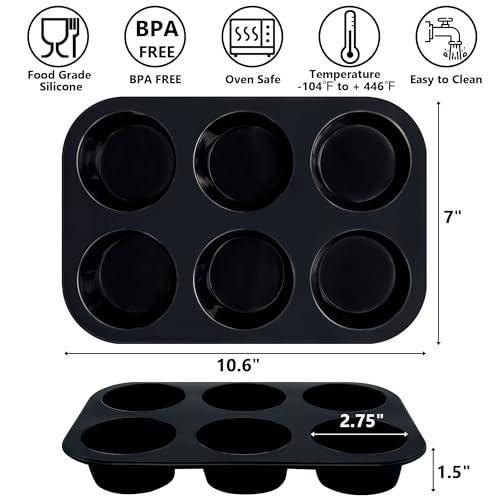 Inn Diary Silicone Muffin Pan 6-Cavity Cupcake Pan Non-Stick Baking Tray for Muffins Eggs Cupcakes Quiches BPA -Free Food Grade Muffin Molds - CookCave
