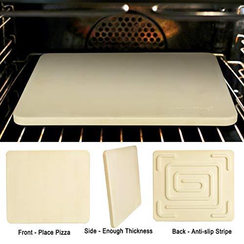 Onlyfire Pizza Stone for Oven BBQ and Grill, Thermal Shock Resistant, 14" x 16" Rectangular Large Bread Baking Stone, Heavy Duty Ceramic Baking Stone for Best Crispy Crust Pizza, Cookie and Cheese - CookCave