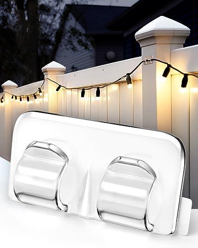 Hooks for Outdoor String Lights Clips: 26Pcs Heavy Duty Light Hook with Waterproof Adhesive Strips - Outside Clear Cord Holders for Hanging Christmas Lighting – Outdoors Sticky Clip - CookCave