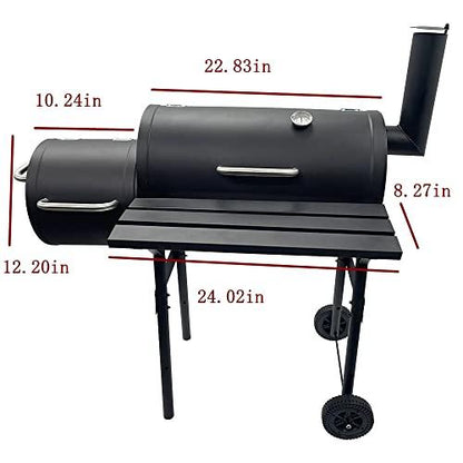 TECHTONGDA Offset Smoker with Cover Outdoor Charcoal Grill Smoker with Side Fire Box for Camping, Backyard Cooking - CookCave