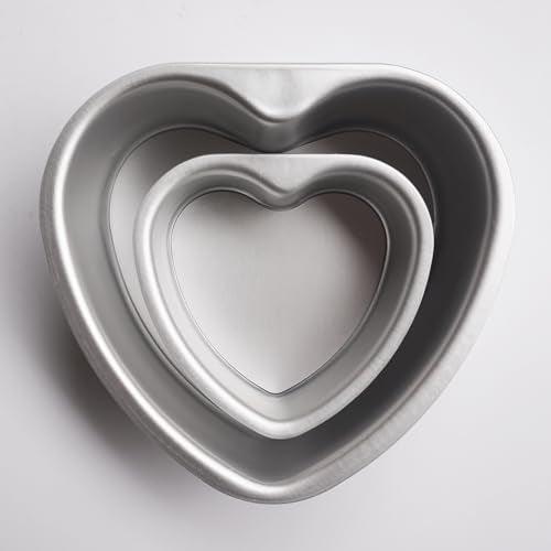 LoveDeal 2Pcs Heart Shaped Cake Pans 4 Inch and 6 Inch with Removable Bottom, Small Heart Baking Pans, Heart Shape Cake Molds, Cheesecake Pans for Cakes and Brownies, Oven Baking - Aluminum - CookCave