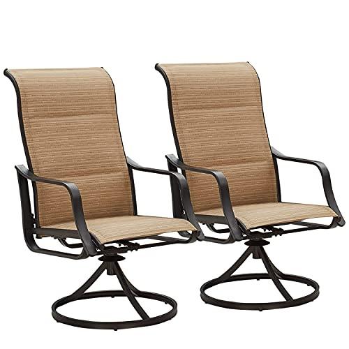 Top Space Patio Dining Chairs Textilene High Back Outdoor Swivel Rocker Set with All Weather Frame (Beige,Set of 2) - CookCave