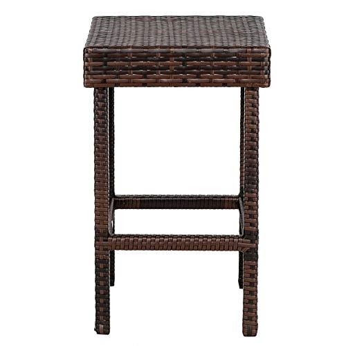 24 inch Counter Height Rattan Wicker Bar Stools Set of 4, Bistro Pub Backless Barstools, Kitchen Dining Room Chairs, Indoor Outdoor Furniture (Brown) - CookCave