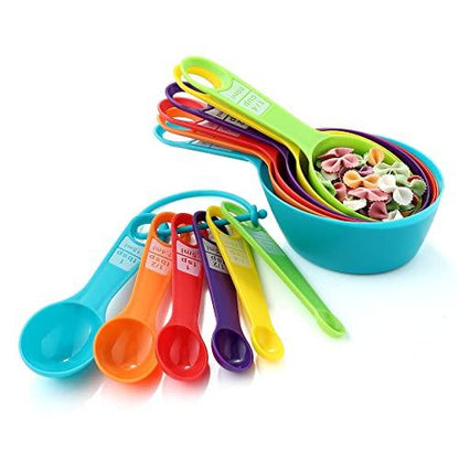 12PCS Measuring Cups, Little Cook Colorful Measuring Cups and Spoons Set, Stackable Measuring Spoons, Nesting Plastic Measuring Cup, kitchen Measuring Set for Baking & Cooking (6+6, Multi Colors) - CookCave